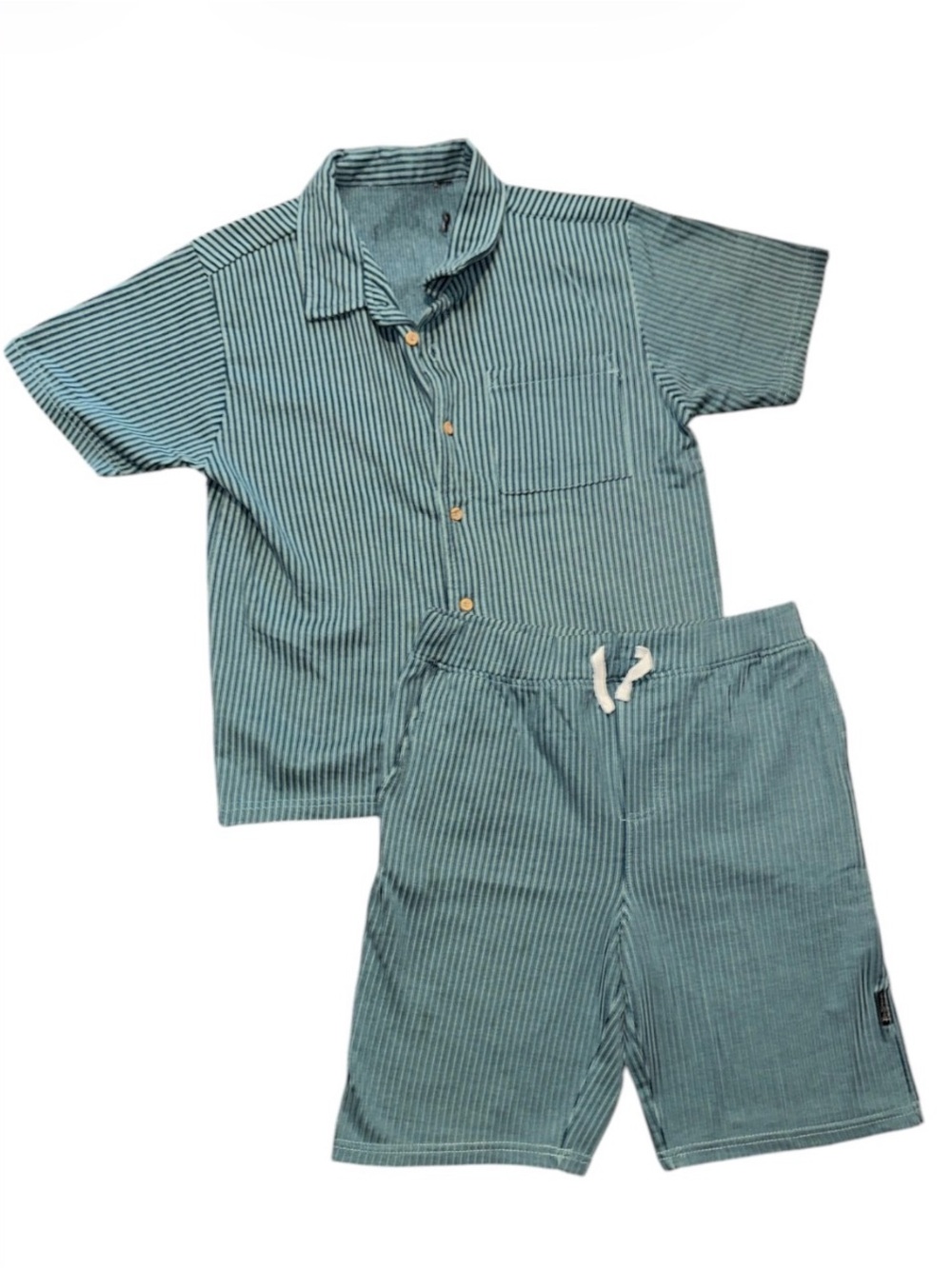Ben Sherman Light Cabana Seersucker Stripe 2-Piece Set in Aqua Blue